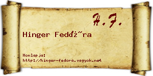 Hinger Fedóra névjegykártya